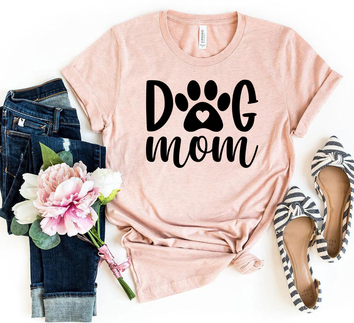 Dog Mom Paw Heart T-Shirt